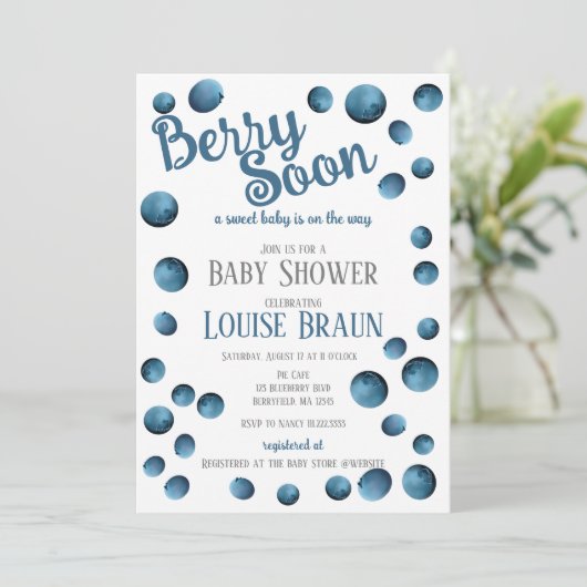 Berry Soon Baby shower Invitation Kaart (Staand voorkant)