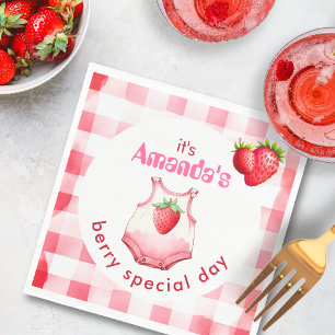 Berry Special Baby shower Gingham Strawberry Party Servet
