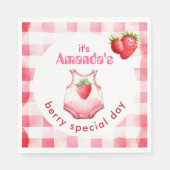 Berry Special Baby shower Gingham Strawberry Party Servet (Voorkant)