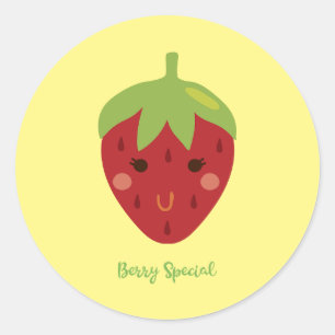 Berry Special Smiling Strawberry Ronde Sticker