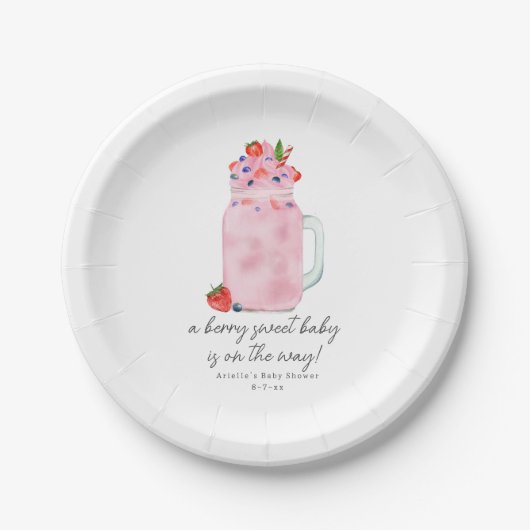 Berry Special Smoothie Baby shower Papieren Bordje (Voorkant)