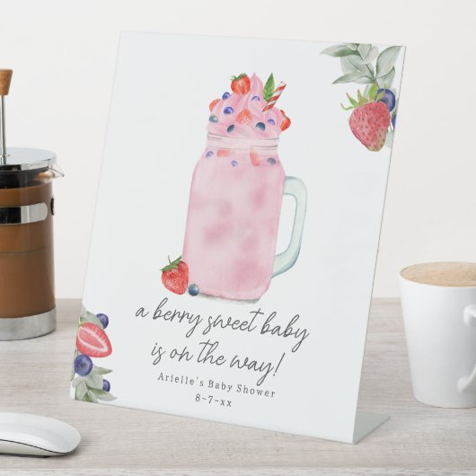 Berry Special Smoothie Baby shower Reclamebord Met Voetstuk (Insitu)