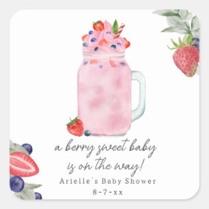 Berry Special Smoothie Baby shower Vierkante Sticker