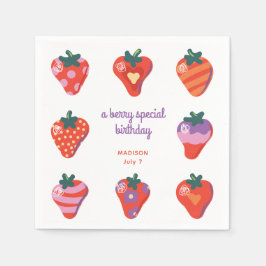 Berry Special Strawberry Birthday - Wit Servet