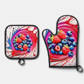 Berry Splash: kleurenburst Ovenwant & Pannenlap Set (Voorkant)