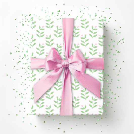 Berry Sprig in Pink and Green Cadeaupapier