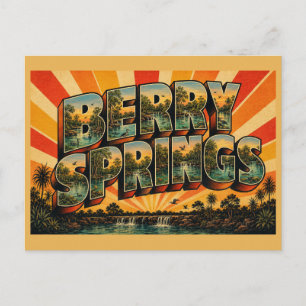Berry Springs NT Vintage Reis Kunst Briefkaart