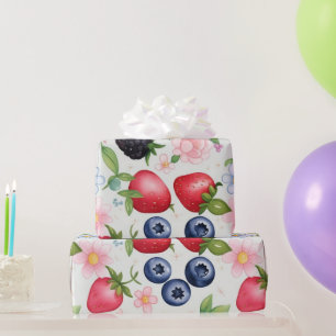 Berry Strawberry bloemen Verjaardagsfeestje voor h Cadeaupapier