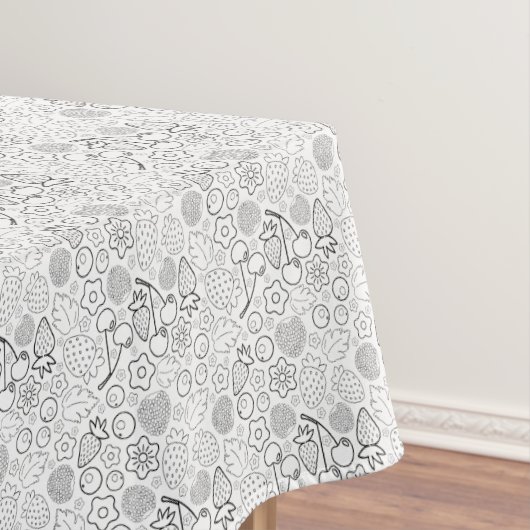 Berry Strawberry Cherry Black Hand drawn Modern. Tafelkleed (Voorbeeld)