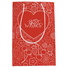Berry Strawberry Cherry White Hand drawn Modern. Medium Cadeauzakje