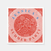 Berry Strawberry Cherry White Hand drawn Modern. Servet (Voorkant)