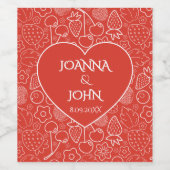 Berry Strawberry Cherry White Hand drawn Modern. Wijn Etiket (Enkel label)