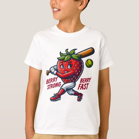 Berry Strong, Berry Fast! Aardbei Softball T-shirt (Voorkant)