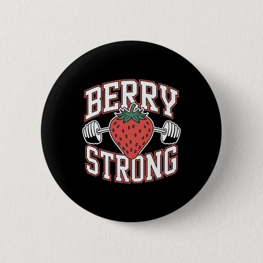 Berry Strong - Grappige Bodybuilding Workout Pun Ronde Button 5,7 Cm (Voorkant)
