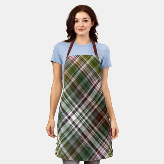 Berry Struik Green en Red Plaid Schort (Gedragen)