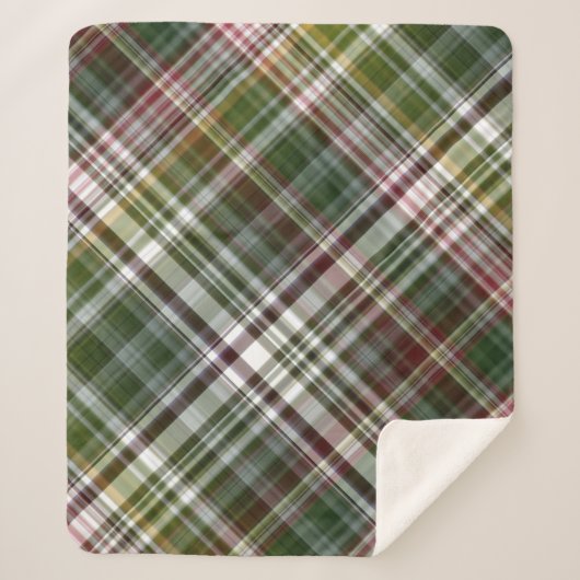 Berry Struik Green en Red Plaid Sherpa Deken (Voorkant)