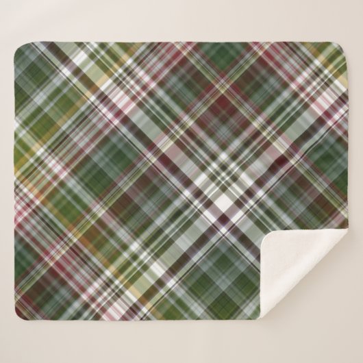 Berry Struik Green en Red Plaid Sherpa Deken (Voorkant (horizontaal))