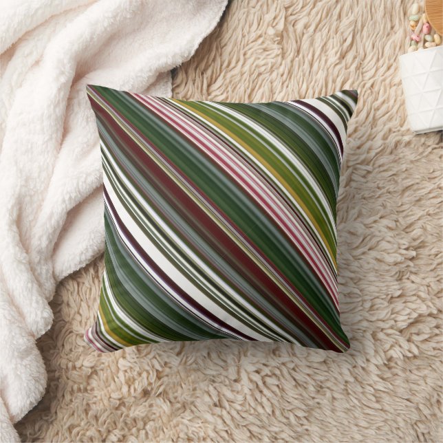 Berry Struik Green en Red Stripe en Plaid Kussen (Deken)