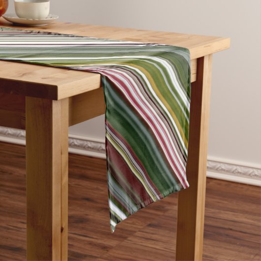 Berry Struik groen en rode streep Korte Tafelloper (Voorbeeld)