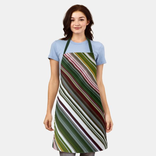 Berry Struik groen en rode streep Schort (Gedragen)