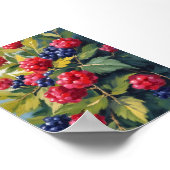 Berry Struik Raspberry Blackberry Waterverf Fruit Poster (Hoek)