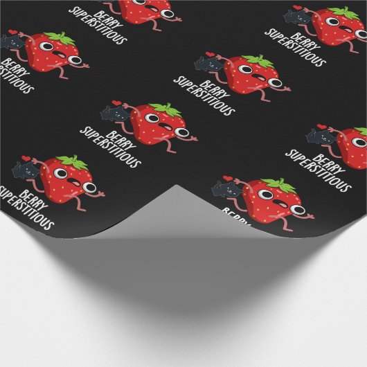 Berry Superstious Funny Fruit Pun Dark BG Cadeaupapier (Hoek)