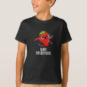 Berry Superstious Funny Fruit Pun Dark BG T-shirt (Voorkant)