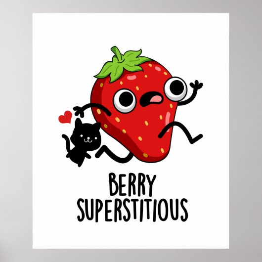 Berry Superstious Funny Fruit Pun Poster (Voorkant)