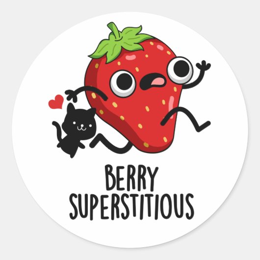 Berry Superstious Funny Fruit Pun Ronde Sticker (Voorkant)