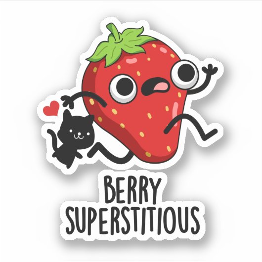 Berry Superstious Funny Fruit Pun Sticker (Voorkant)