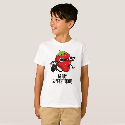 Berry Superstious Funny Fruit Pun T-shirt (Voorkant volledig)