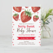 Berry Swee Baby shower Waterverf Meisje Invitation Kaart (Staand voorkant)