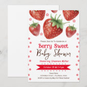 Berry Swee Baby shower Waterverf Meisje Invitation Kaart (Voorkant / Achterkant)