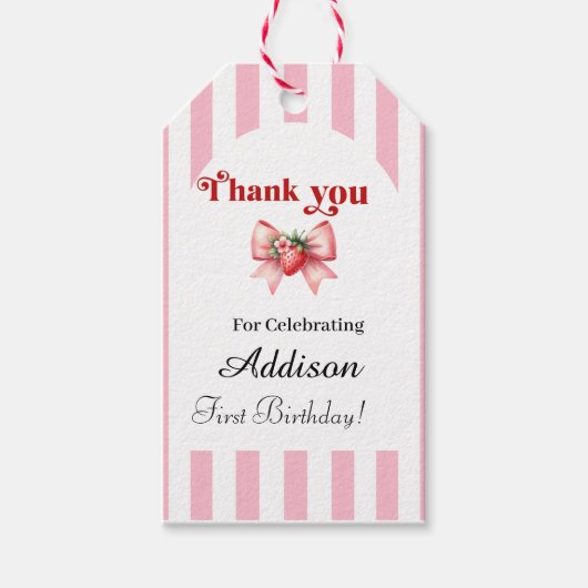 Berry-Sweet 1e Verjaardag Bedankt Gift Label Cadeaulabel (Voorkant)