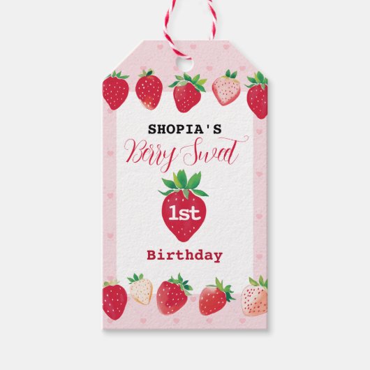 Berry Sweet 1e verjaardag Cadeaulabel (Voorkant)