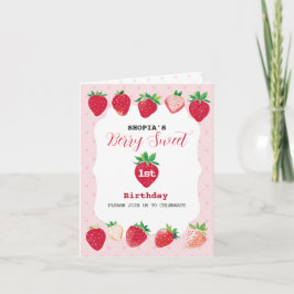 Berry Sweet 1e verjaardag gevouwen uitnodiging