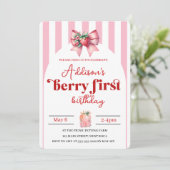 Berry Sweet 1e verjaardag met foto Kaart (Staand voorkant)