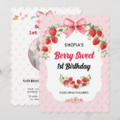 Berry Sweet 1e verjaardag uitnodiging (Voorkant / Achterkant)