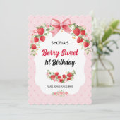 Berry Sweet 1e verjaardag uitnodiging (Staand voorkant)