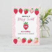 Berry Sweet 1e verjaardag uitnodiging (Staand voorkant)