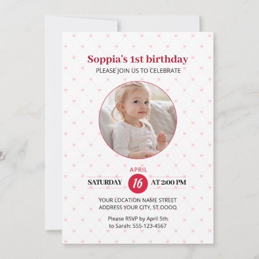 Berry Sweet 1e verjaardag uitnodiging (Achterkant)