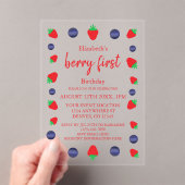Berry Sweet 1st Birthday Acryl Uitnodigingen (Insitu (Draagbaar))