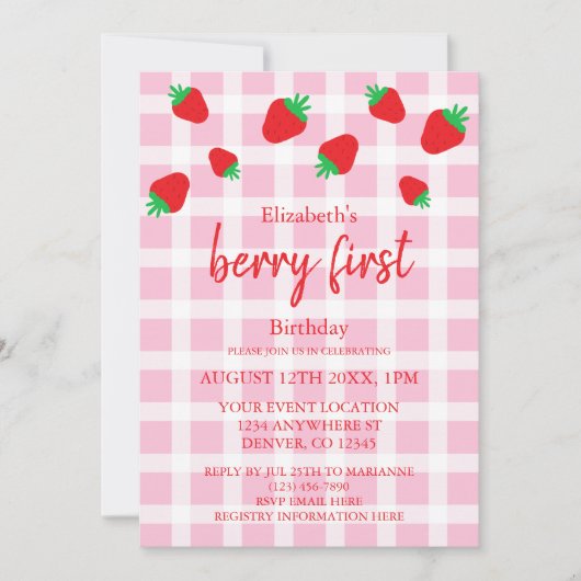 Berry Sweet 1st Birthday Kaart (Voorkant)