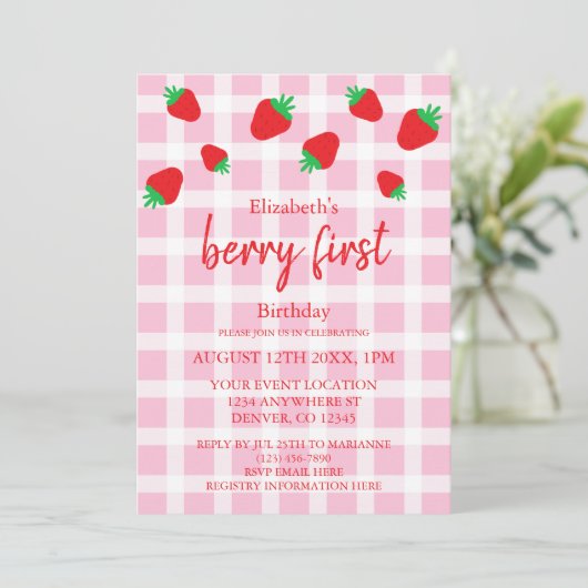 Berry Sweet 1st Birthday Kaart (Staand voorkant)