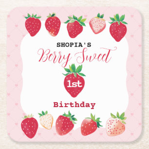 Berry Sweet 1st Birthday Kartonnen Onderzetters