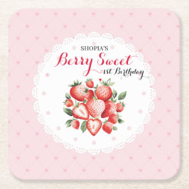 Berry Sweet 1st Birthday Kartonnen Onderzetters