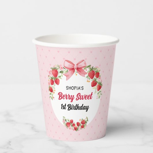 Berry Sweet 1st Birthday Papieren Bekers (Voorkant)
