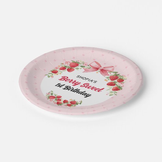Berry Sweet 1st Birthday Papieren Bordje (Gekanteld)