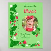 Berry Sweet 1st Birthday Strawberry  Poster (Voorkant)
