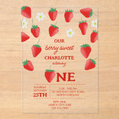 Berry Sweet 1st Birthday Strawberry wordt er een Acryl Uitnodigingen (Voorkant)